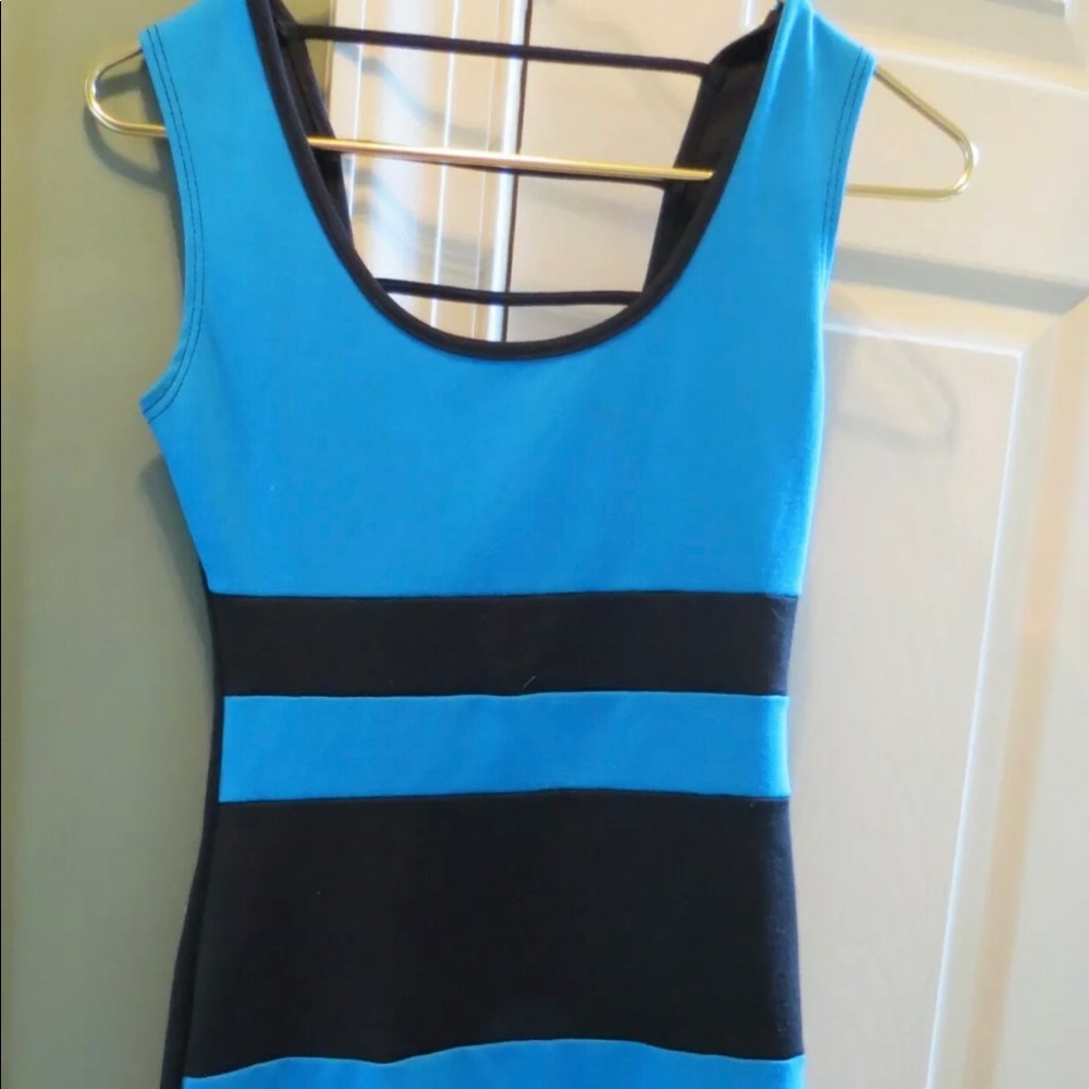 Love Republic Blue Black Striped Bodycon Dress S
